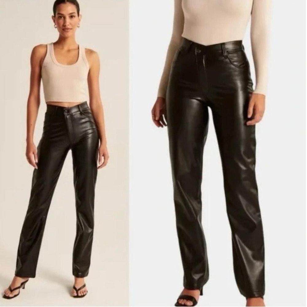 Abercrombie & fitch women’s curve love black vegan leather trousers